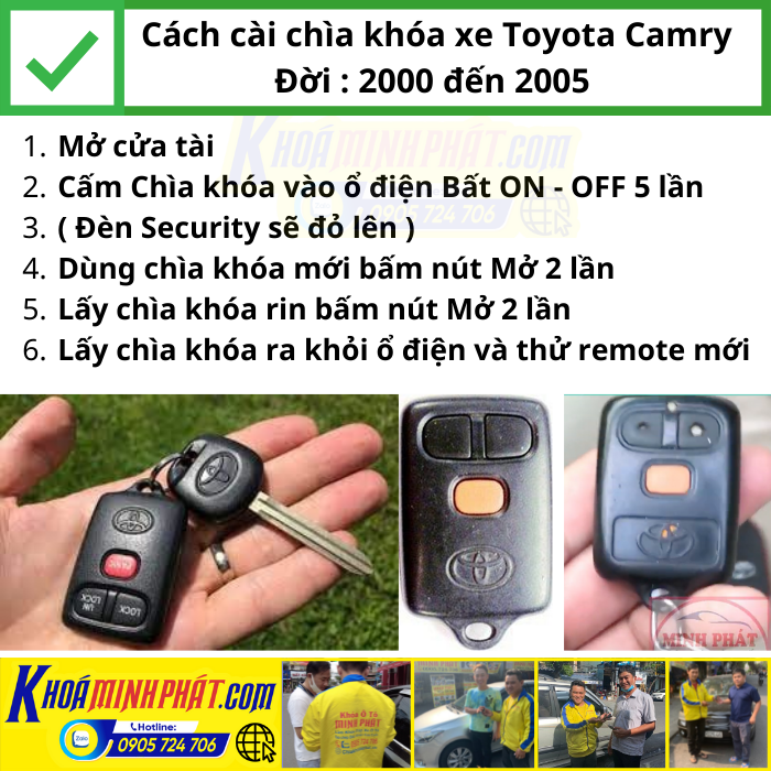 Hướng dẫn Làm chìa xe Toyota Camry đời 2000 đến 2005