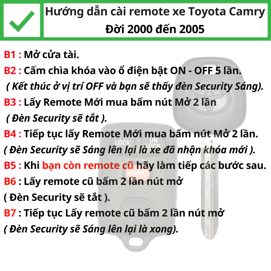 Cách học lệnh Remote chìa khóa xe Toyota Camry, Altis đời 2000 đến 2005 - Minh Phát Smartkey Cách học lệnh Remote chìa khóa xe Toyota Camry, Altis đời 2000 đến 2005 - Minh Phát Smartkey