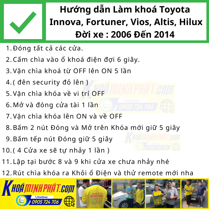 Hướng dẫn Làm chìa khóa xe Toyota Innova, Fortuner, Vios, Hilux, Corolla