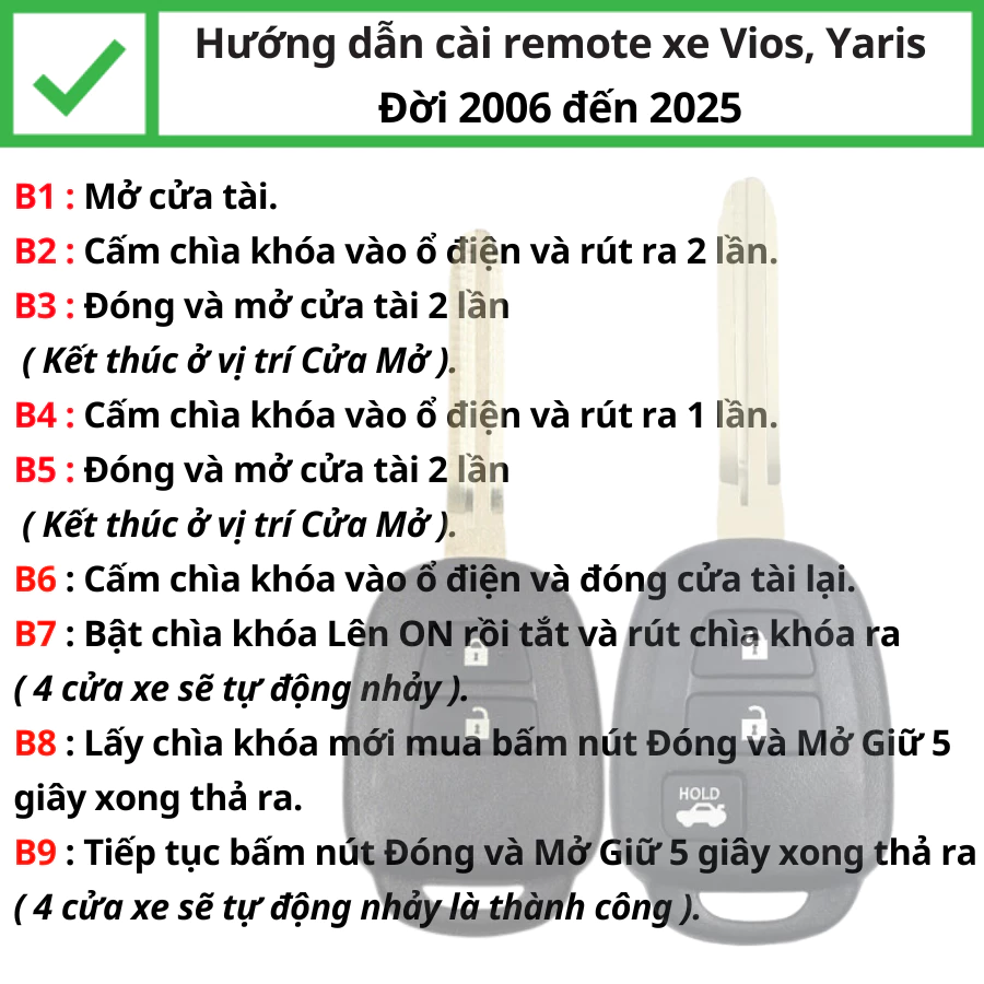 Hướng dẫn học lệnh chìa khóa remote xe Toyota Vios đời 2015 đến 2025 - Minh Phát Hướng dẫn học lệnh chìa khóa remote xe Toyota Vios đời 2015 đến 2025 - Minh Phát