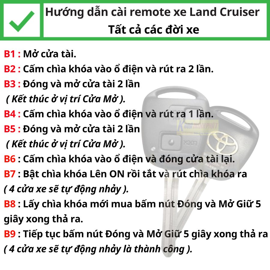 Chìa khoá học lệnh remote xe Toyota Land Cruiser đời 1998 đến 2007 