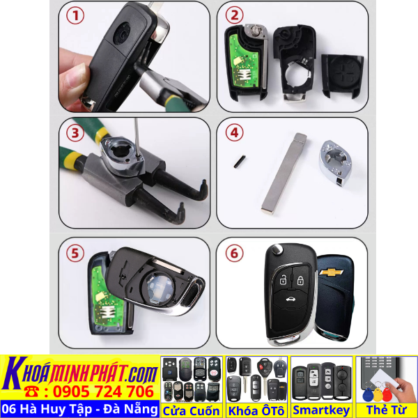 Vỏ Chìa khóa xe ô tô Chevrolet Cruze, Orlando, Colorado V12 - Làm Chìa Khoá Xe Ô Tô - Minh Phát Thay pin thay vỏ độ gập smartkey remote