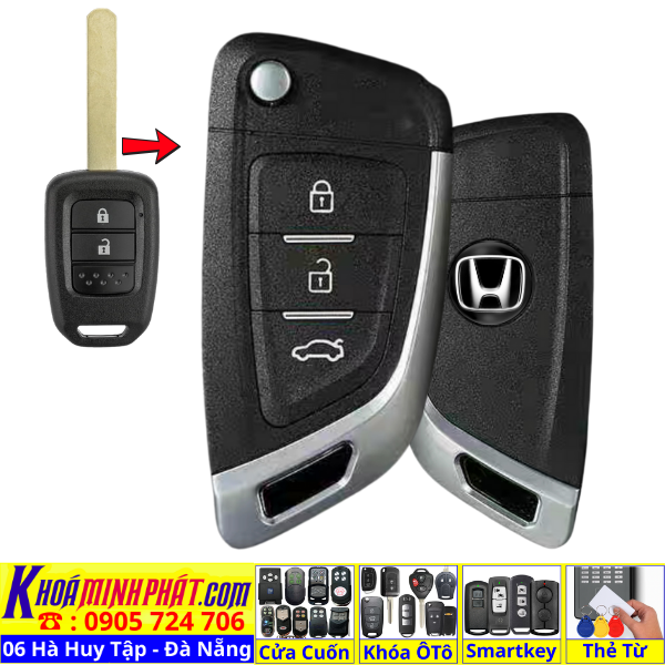 Độ Gập Chìa Khoá Xe Ô Tô Honda Brio Tại Đà Nẵng – Remote Mẫu Gập Gọn, Nhạy Sóng V14