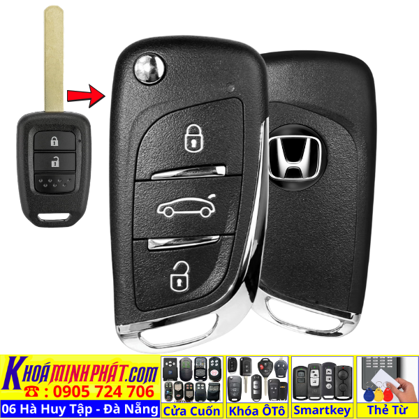 Chìa Khóa Độ Gập Honda Brio Mẫu Mới – Remote Tự Học Lệnh Xe Ô Tô Tại Đà Nẵng V11