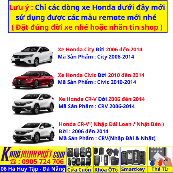 Chìa khóa remote xe Honda Civic, City, CR-V, Brio, Accord, Fit mẫu mới độ gập gấp gọn Chìa khóa remote xe Honda Civic, City, CR-V, Brio, Accord, Fit mẫu mới Full chức năng