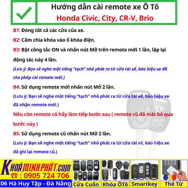 Chìa khóa remote xe Honda Civic, City, CR-V, Brio, Accord, Fit mẫu mới độ gập gấp gọn Chìa khóa remote xe Honda Civic, City, CR-V, Brio, Accord, Fit mẫu mới Full chức năng