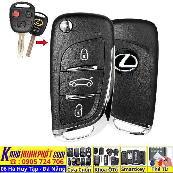 Chìa Khóa Độ Gập Lexus LX470 GX470 – Làm Chìa Khoá Xe Ô Tô Tại Đà Nẵng, Remote Gập Gọn Sẵn Mạch V11