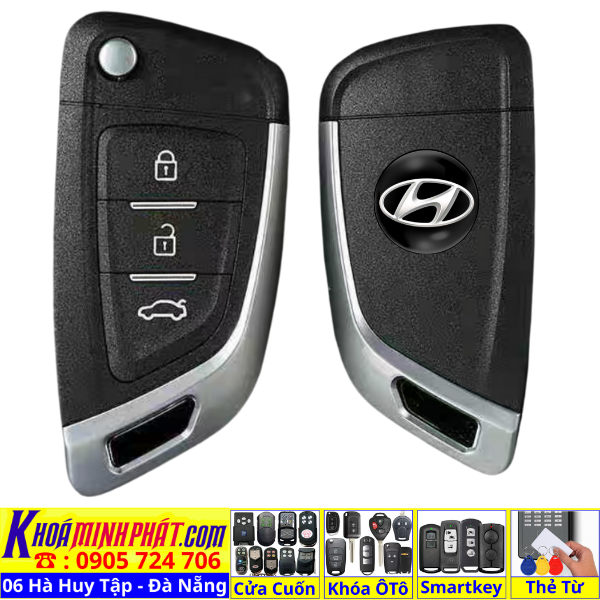 Chìa khoá Remote học lệnh chìa khóa xe Hyundai Solati mẫu gấp gọn mới cho xe đời 2015 2016 2017 2018 2019 2020 2021 2022 2023 2024 2025 2026 Mẫu V14