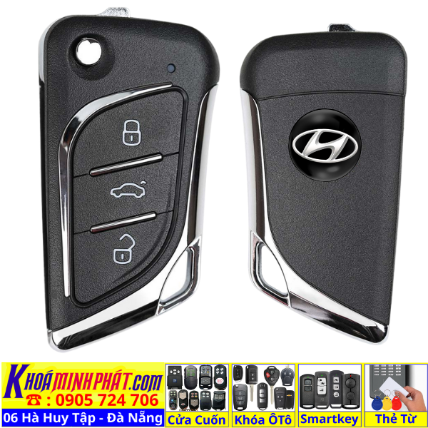 Chìa khoá Remote học lệnh chìa khóa xe Hyundai Solati mẫu gấp gọn mới cho xe đời 2015 2016 2017 2018 2019 2020 2021 2022 2023 2024 2025 2026 Mẫu V17