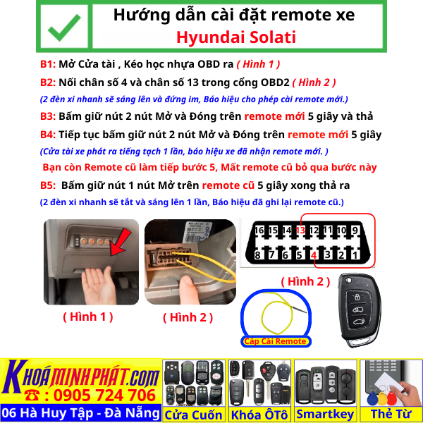 Chìa khoá Remote học lệnh chìa khóa xe Hyundai Solati mẫu gấp gọn mới cho xe đời 2015 2016 2017 2018 2019 2020 2021 2022 2023 2024 2025 2026