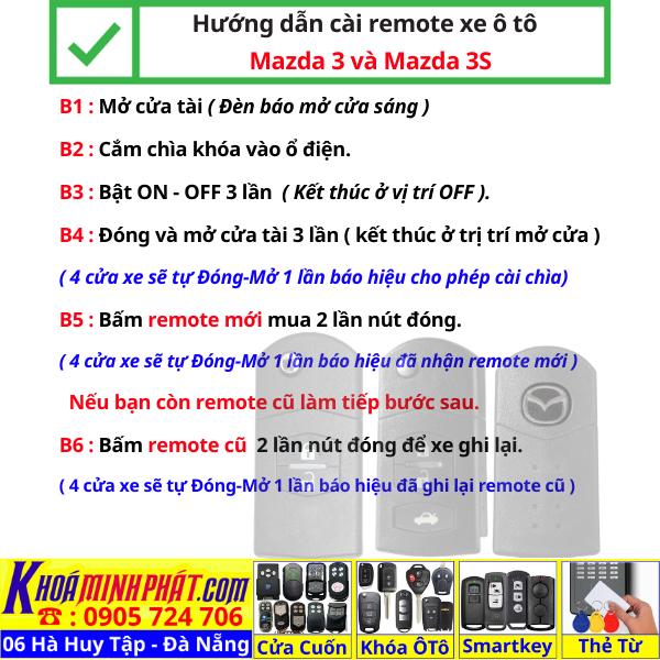 Chìa Khóa Độ Gập Mazda 3S 2005–2014 | Remote Học Lệnh xe ô tô có Sẵn Mạch Điện điều khiển