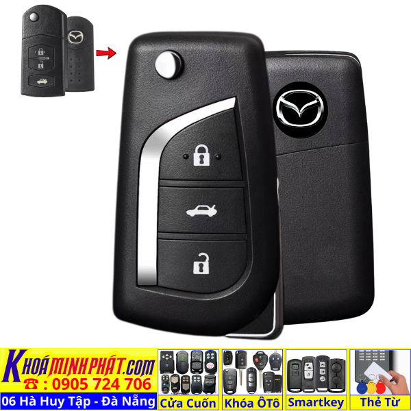 Chìa Khoá Gập Sẵn Mạch Điều Khiển Mazda 3S – Remote Mẫu Gập Gọn Cho Xe Ô Tô V13