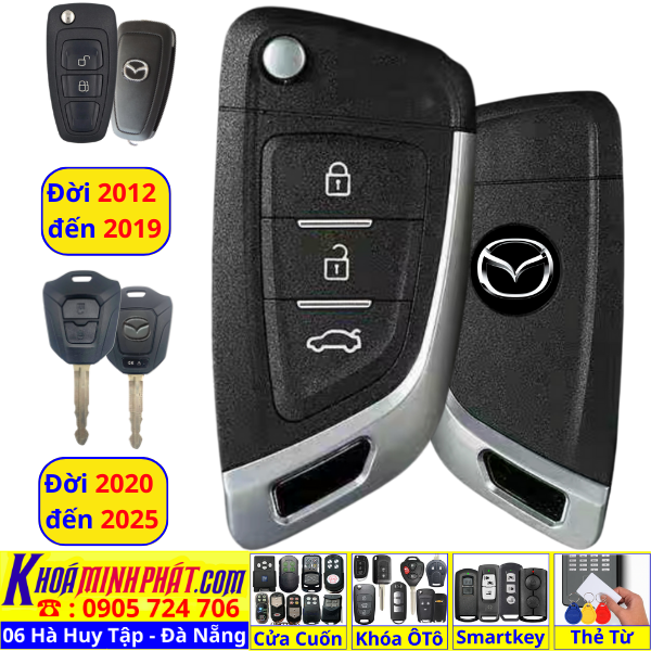 Chìa Khoá Xe Ô Tô Mazda BT50 2012–2025 – Remote Mẫu Gập Gọn, Đủ Chức Năng V14