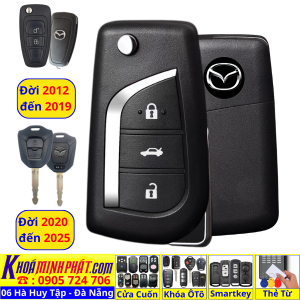 Chìa Khoá Gập Sẵn Mạch Điều Khiển Mazda BT50 Đời 2012–2025 – Dễ Học Lệnh V13