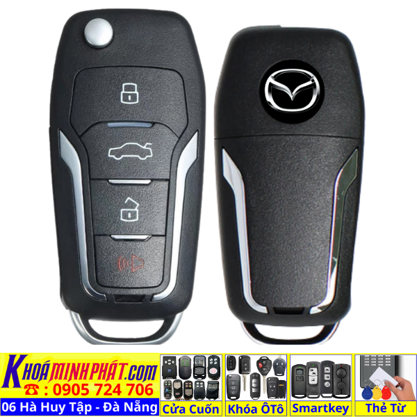 Chìa khoá Remote học lệnh chìa khóa xe Mazda BT50 mẫu độ gập gấp gọn mới cho xe đời 2012 2013 2014 2015 2016 2017 2018 2019 2020 2021 2022 2023 2024 2025 2026 V12
