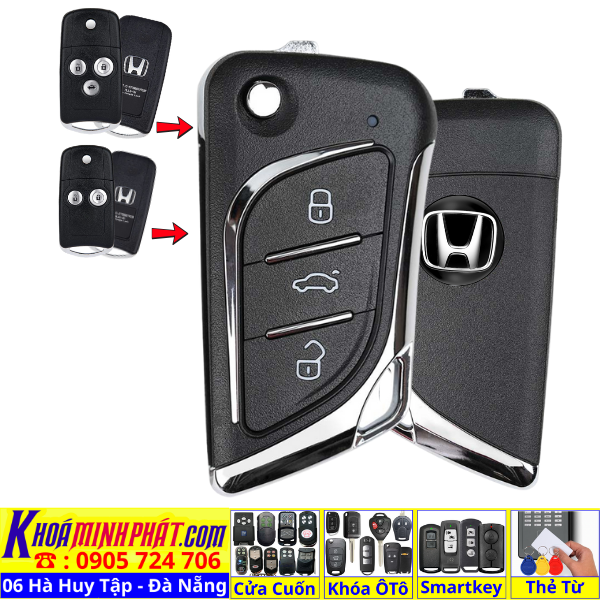 Remote Honda Học Lệnh Theo Xe – Chìa Khoá Gấp Gọn Civic CRV Accord Jazz 2010–2016 V17