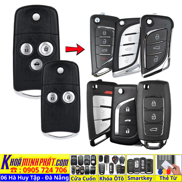 Chìa khoá gấp gọn Honda Civic CRV Accord Jazz đời 2010-2016 remote học lệnh xe ô tô full chức năng