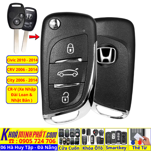 Chìa Khóa Remote Xe Honda Civic, City, CR-V, Brio, Accord, Fit Mẫu Mới – Độ Gập Gấp Gọn, Full Chức Năng V11