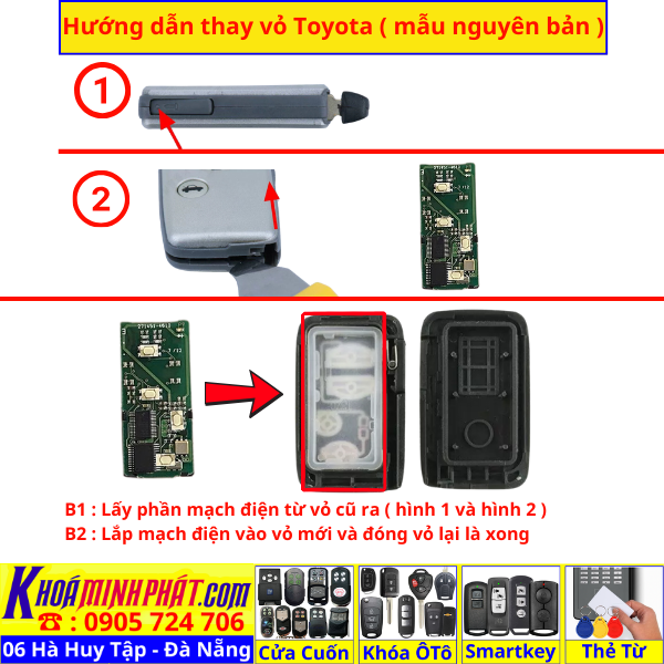 Vỏ Smartkey Toyota Camry, Venza, Altis, Land Cruiser Prado, Corolla Cross - Làm Chìa Khoá Xe Ô Tô - Minh Phát Thay pin thay vỏ độ gập smartkey remote