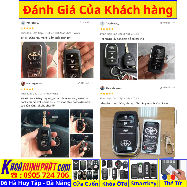 Vỏ Độ Gập Chìa Khoá Xe Toyota Vios Yaris Hiace đời 2015 đến 2025 V703 - Làm Chìa Khoá Xe Ô Tô - Minh Phát Thay pin thay vỏ độ gập smartkey remote