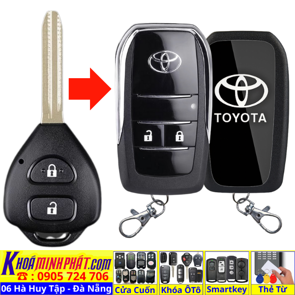 Vỏ Độ Gập Chìa Khoá Xe Toyota Vios Yaris Hiace đời 2015 đến 2025 V703 - Làm Chìa Khoá Xe Ô Tô - Minh Phát Thay pin thay vỏ độ gập smartkey remote