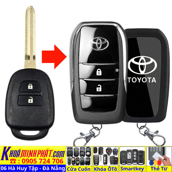 Vỏ Độ Gập Chìa Khoá Xe Toyota Vios Yaris Hiace đời 2015 đến 2025 V703 - Làm Chìa Khoá Xe Ô Tô - Minh Phát Thay pin thay vỏ độ gập smartkey remote