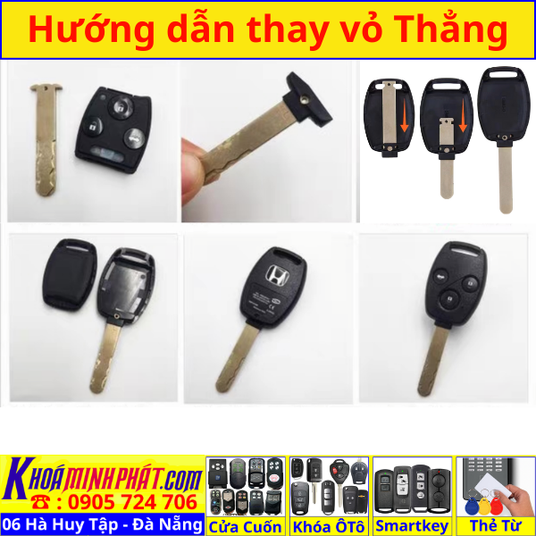 Vỏ Chìa Khoá remote điều khiển xe ô tô Honda Civic, CRV, City, Accord, fit V31 - Làm Chìa Khoá Xe Ô Tô - Minh Phát Thay pin thay vỏ độ gập smartkey remote