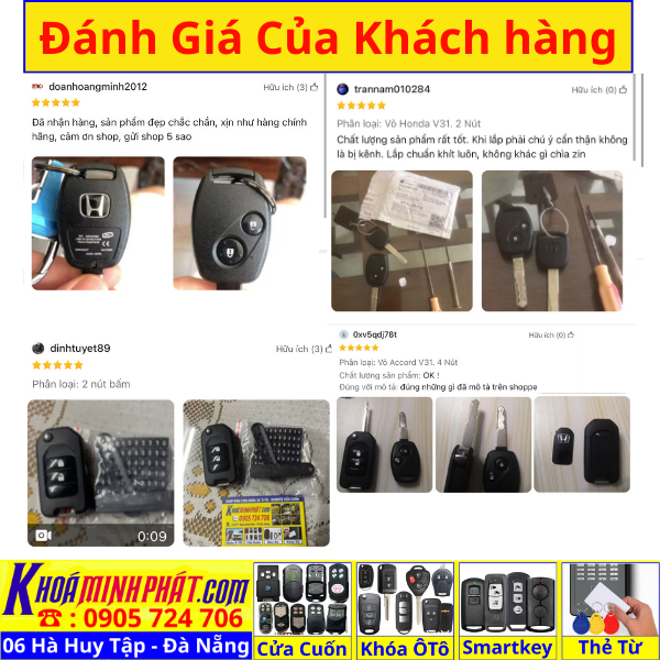 Vỏ Chìa Khoá remote điều khiển xe ô tô Honda Civic, CRV, City, Accord, fit V31 - Làm Chìa Khoá Xe Ô Tô - Minh Phát Thay pin thay vỏ độ gập smartkey remote