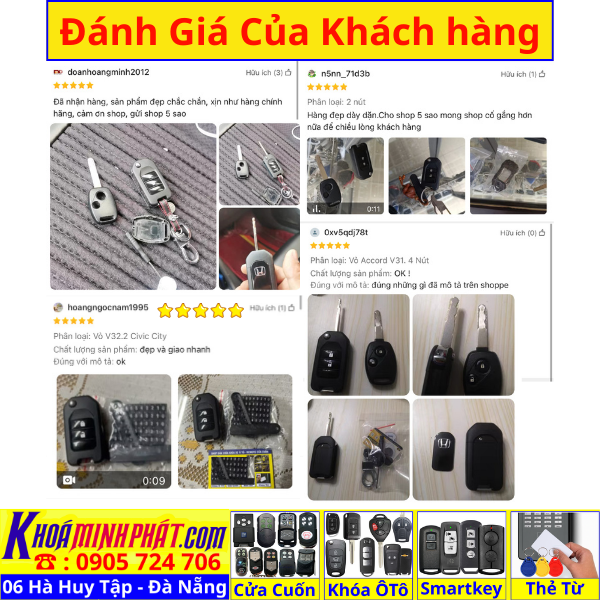 Vỏ Chìa khoá Honda Civic, CRV, City, Accord Odyssey Jazz fit độ gập V32 - Làm Chìa Khoá Xe Ô Tô - Minh Phát Thay pin thay vỏ độ gập smartkey remote