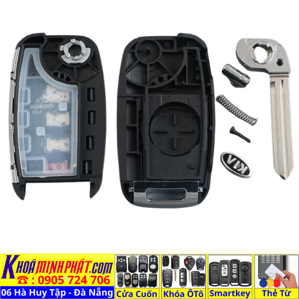Vỏ Chìa Khoá remote xe Kia Morning, Soluto, Cerato, Sportage, Seltos, Optima, Rio, Rondo V47 - Làm Chìa Khoá Xe Ô Tô - Minh Phát Thay pin thay vỏ độ gập smartkey remote