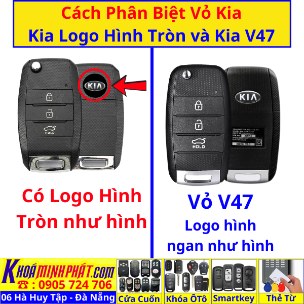 Vỏ Chìa Khoá remote xe Kia Morning, Soluto, Cerato, Sportage, Seltos, Optima, Rio, Rondo V47 - Làm Chìa Khoá Xe Ô Tô - Minh Phát Thay pin thay vỏ độ gập smartkey remote