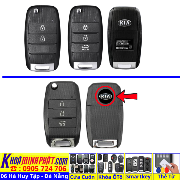 Vỏ Chìa Khoá remote xe Kia Morning, Soluto, Cerato, Sportage, Seltos, Optima, Rio, Rondo V47 - Làm Chìa Khoá Xe Ô Tô - Minh Phát Thay pin thay vỏ độ gập smartkey remote