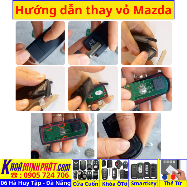 [GIÁ ƯU ĐÃI] Vỏ Chìa Khóa Smartkey Mazda CX5 CX8 CX9 Mazda 3 Mazda 6 Mazda 2 Mẫu V980 V981 - Làm Chìa Khoá Xe Ô Tô - Minh Phát Thay pin thay vỏ độ gập smartkey remote