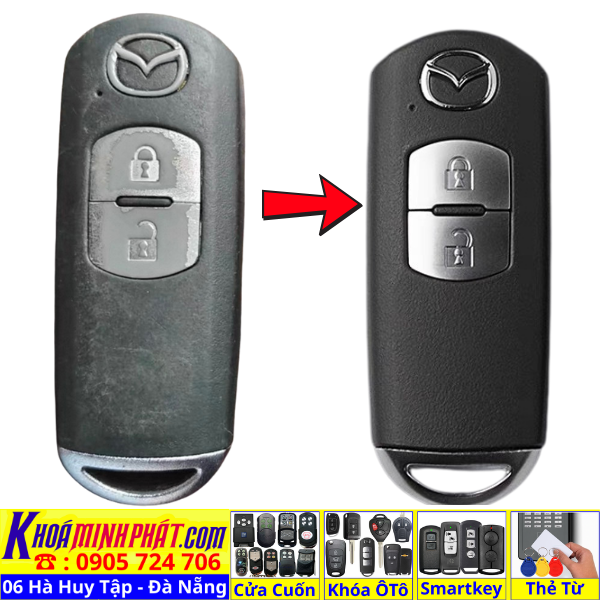 [GIÁ ƯU ĐÃI] Vỏ Chìa Khóa Smartkey Mazda CX5 CX8 CX9 Mazda 3 Mazda 6 Mazda 2 Mẫu V980 V981 - Làm Chìa Khoá Xe Ô Tô - Minh Phát Thay pin thay vỏ độ gập smartkey remote