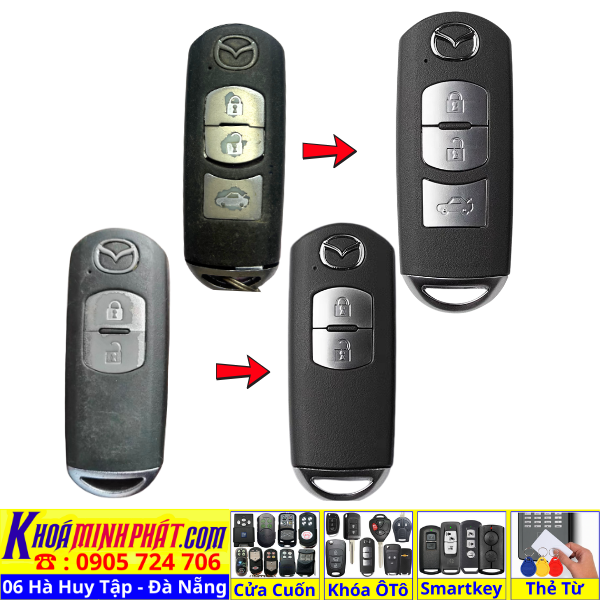 [GIÁ ƯU ĐÃI] Vỏ Chìa Khóa Smartkey Mazda CX5 CX8 CX9 Mazda 3 Mazda 6 Mazda 2 Mẫu V980 V981 - Làm Chìa Khoá Xe Ô Tô - Minh Phát Thay pin thay vỏ độ gập smartkey remote