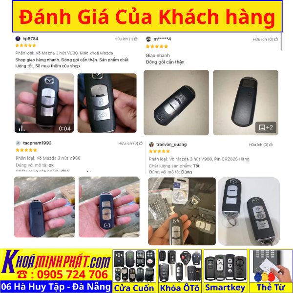 [GIÁ ƯU ĐÃI] Vỏ Chìa Khóa Smartkey Mazda CX5 CX8 CX9 Mazda 3 Mazda 6 Mazda 2 Mẫu V980 V981 - Làm Chìa Khoá Xe Ô Tô - Minh Phát Thay pin thay vỏ độ gập smartkey remote