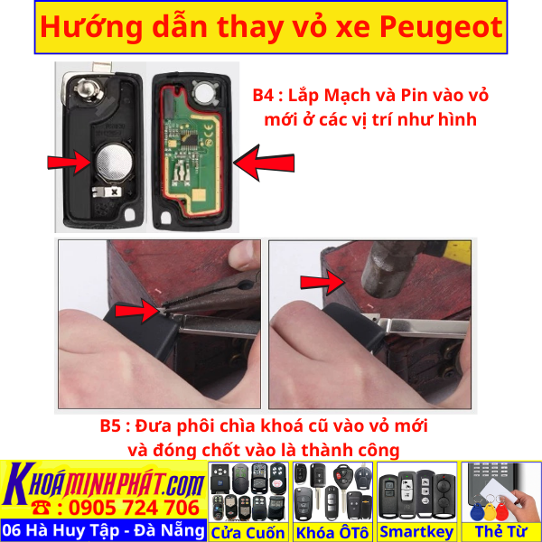 Vỏ Chìa Khoá Remote Ô Tô Peugeot 2008, 3008, 5008, 408, 508 Mẫu V82 – Vỏ Độ Gập Thay Thế Cho Xe Peugeot - Làm Chìa Khoá Xe Ô Tô - Minh Phát Thay pin thay vỏ độ gập smartkey remote