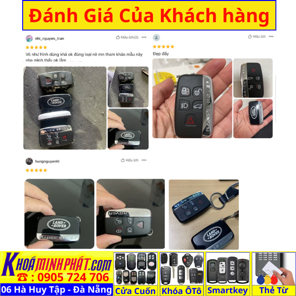 Vỏ Chìa Khoá xe ô tô Range Rover Evoque, Velar, Sport, Jaguar F-Pace, XE, XF V90 - Làm Chìa Khoá Xe Ô Tô - Minh Phát Thay pin thay vỏ độ gập smartkey remote