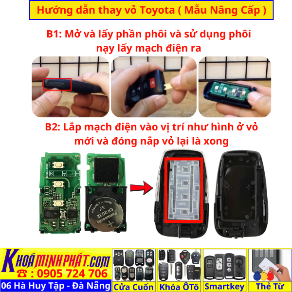 Vỏ Nâng Cấp Smartkey Toyota Land Cruiser Prado Camry Fortuner Vios Altis Hilux – Thay Dễ Dàng, Sang Trọng V710 - Làm Chìa Khoá Xe Ô Tô - Minh Phát Thay pin thay vỏ độ gập smartkey remote