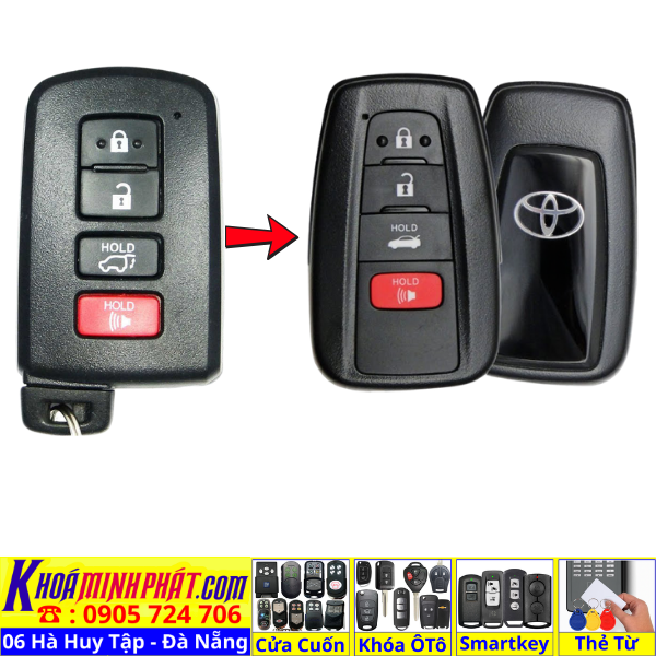 Vỏ Nâng Cấp Smartkey Toyota Land Cruiser Prado Camry Fortuner Vios Altis Hilux – Thay Dễ Dàng, Sang Trọng V710 - Làm Chìa Khoá Xe Ô Tô - Minh Phát Thay pin thay vỏ độ gập smartkey remote