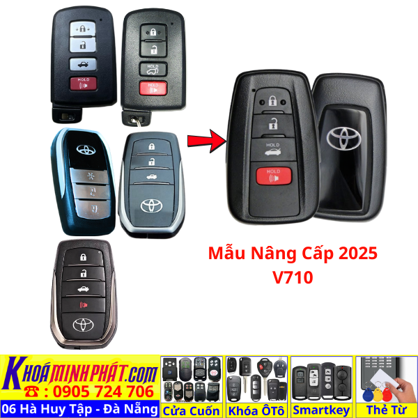 Vỏ Nâng Cấp Smartkey Toyota Land Cruiser Prado Camry Fortuner Vios Altis Hilux – Thay Dễ Dàng, Sang Trọng V710 - Làm Chìa Khoá Xe Ô Tô - Minh Phát Thay pin thay vỏ độ gập smartkey remote
