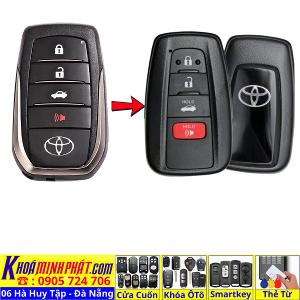 Vỏ Nâng Cấp Smartkey Toyota Land Cruiser Prado Camry Fortuner Vios Altis Hilux – Thay Dễ Dàng, Sang Trọng V710 - Làm Chìa Khoá Xe Ô Tô - Minh Phát Thay pin thay vỏ độ gập smartkey remote