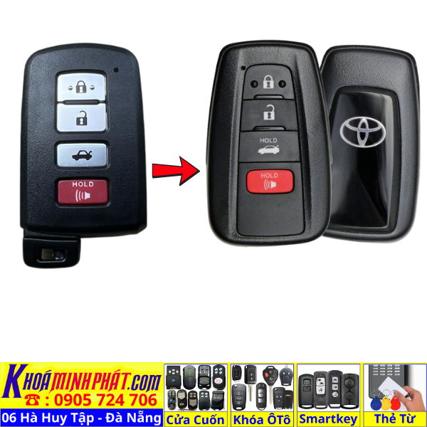 Vỏ Nâng Cấp Smartkey Toyota Land Cruiser Prado Camry Fortuner Vios Altis Hilux – Thay Dễ Dàng, Sang Trọng V710 - Làm Chìa Khoá Xe Ô Tô - Minh Phát Thay pin thay vỏ độ gập smartkey remote