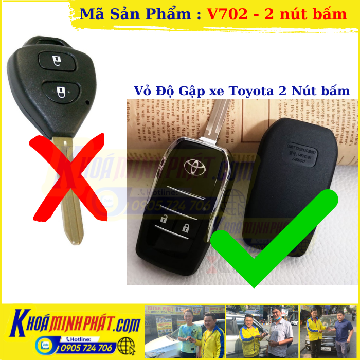 Vỏ Chìa khoá xe Toyota Fortuner, Innova, Yaris, Corolla Altis Độ gập 1