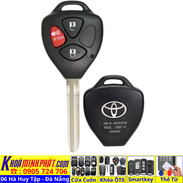 Vỏ Chìa Khoá Xe Ô Tô Toyota Vios, Yaris, Corolla Altis, Camry, Innova, Fortuner, Hilux, Avanza, Rush, Wigo, Raize V74 - Làm Chìa Khoá Xe Ô Tô - Minh Phát Thay pin thay vỏ độ gập smartkey remote