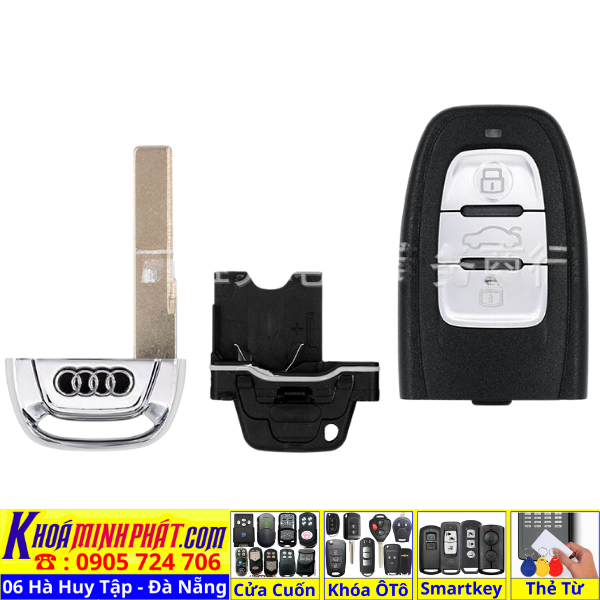 Vỏ Chìa khoá xe ô tô Audi A1 A2 A3 A4 A5 A6 A7 A8 Q3 Q7 V950- Làm Chìa Khoá Xe Ô Tô - Minh Phát Thay pin thay vỏ độ gập smartkey remote