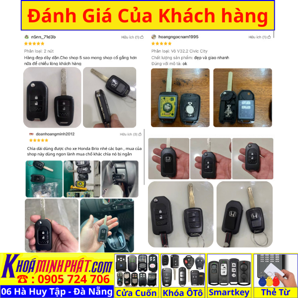 Vỏ Chìa Khoá độ gập điều khiển xe ô tô Honda City, Brio, Civic V33 - Làm Chìa Khoá Xe Ô Tô - Minh Phát Thay pin thay vỏ độ gập smartkey remote