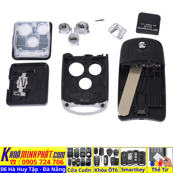 Vỏ chìa khoá xe ô tô Honda Civic CRV Accord Jazz V38 - Làm Chìa Khoá Xe Ô Tô - Minh Phát Thay pin thay vỏ độ gập smartkey remote