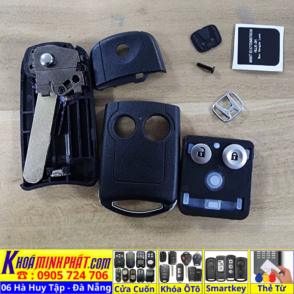 Vỏ chìa khoá xe ô tô Honda Civic CRV Accord Jazz V38 - Làm Chìa Khoá Xe Ô Tô - Minh Phát Thay pin thay vỏ độ gập smartkey remote