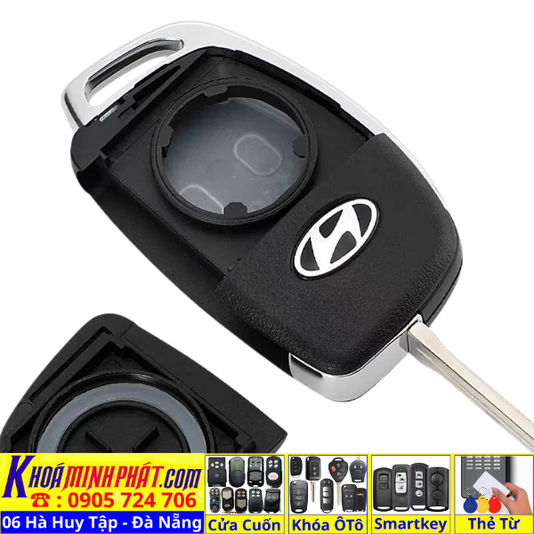Vỏ Chìa khoá xe ô tô Hyundai Solati, Accent,I10, I20, I30 , Elantra, Santafe V42 - Làm Chìa Khoá Xe Ô Tô - Minh Phát Thay pin thay vỏ độ gập smartkey remote